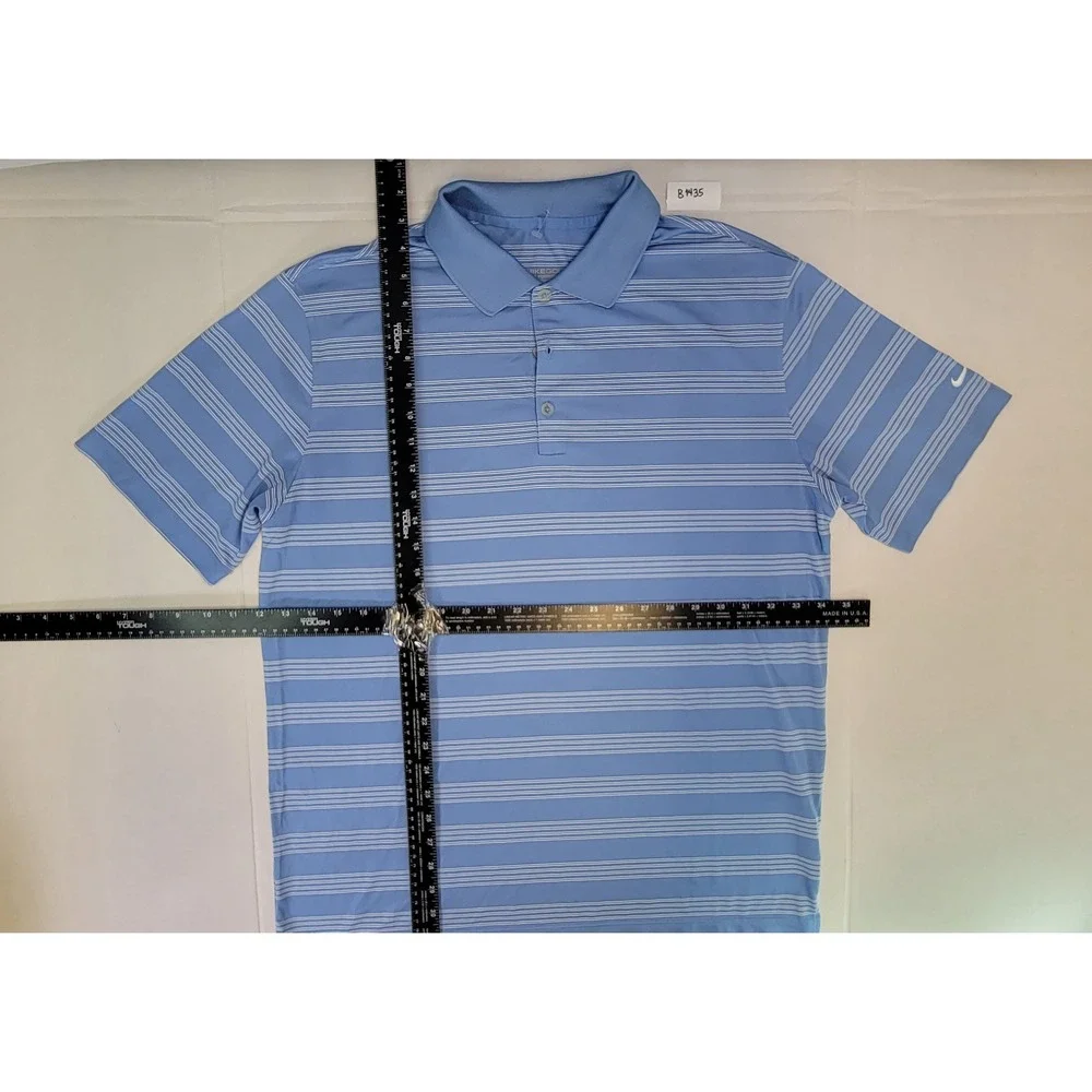 Nike Golf Tour‎ Performance Polo Shirt Mens Large Blue White Stripe Short Sleeve